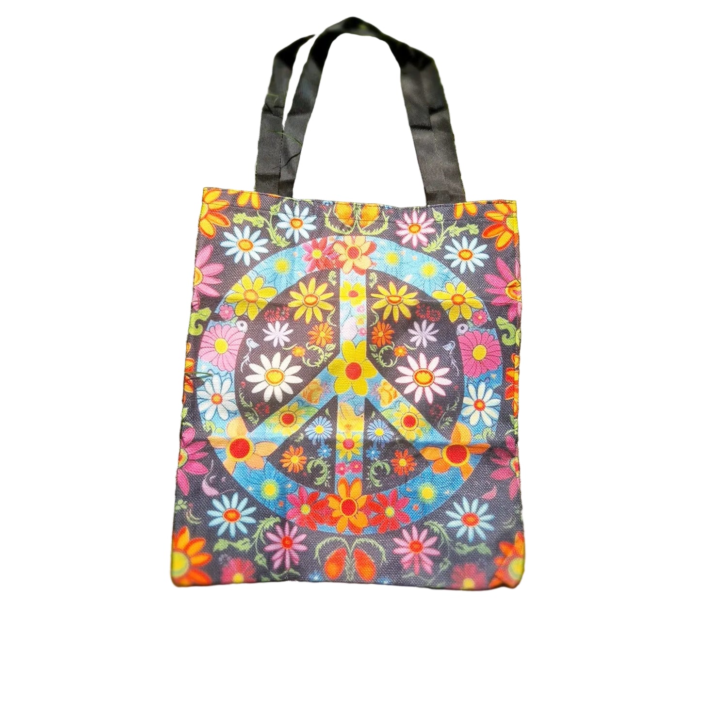 Hippy Peace Floral Tote Bag