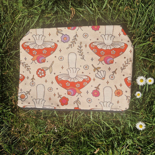 Groovy Hippy Mushroom & Floral Cosmetic Bag