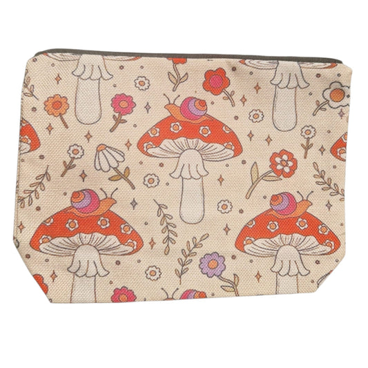 Groovy Hippy Mushroom & Floral Cosmetic Bag