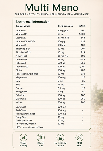 Dr O'Connell Multi Meno 90 Capsules – Daily Nutritional Support for Perimenopause & Menopause